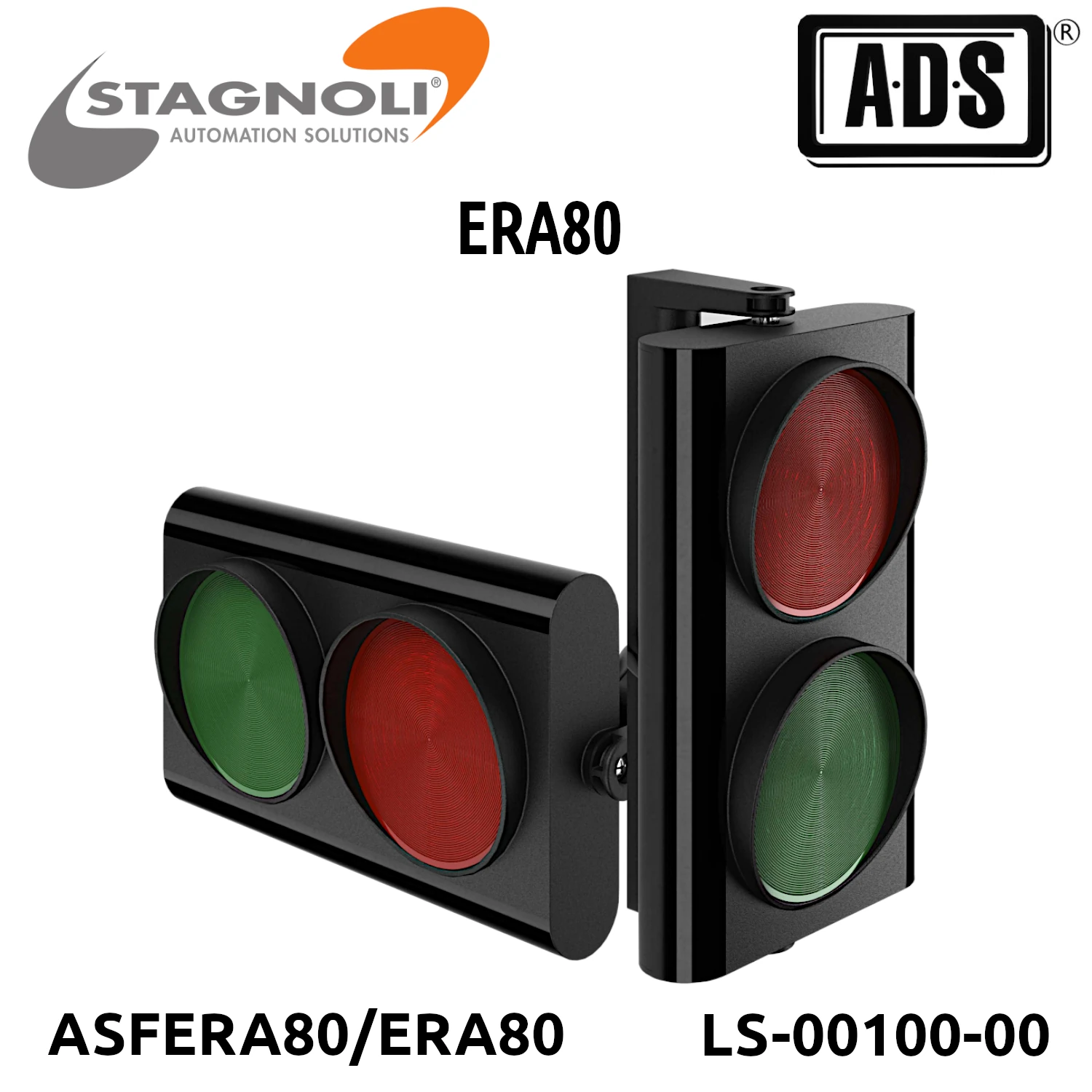 SEMAFORO NEGRO 2 LUCES LED 80Ø R-V IP56 24V MARCA STAGNOLI MOD.ERA80